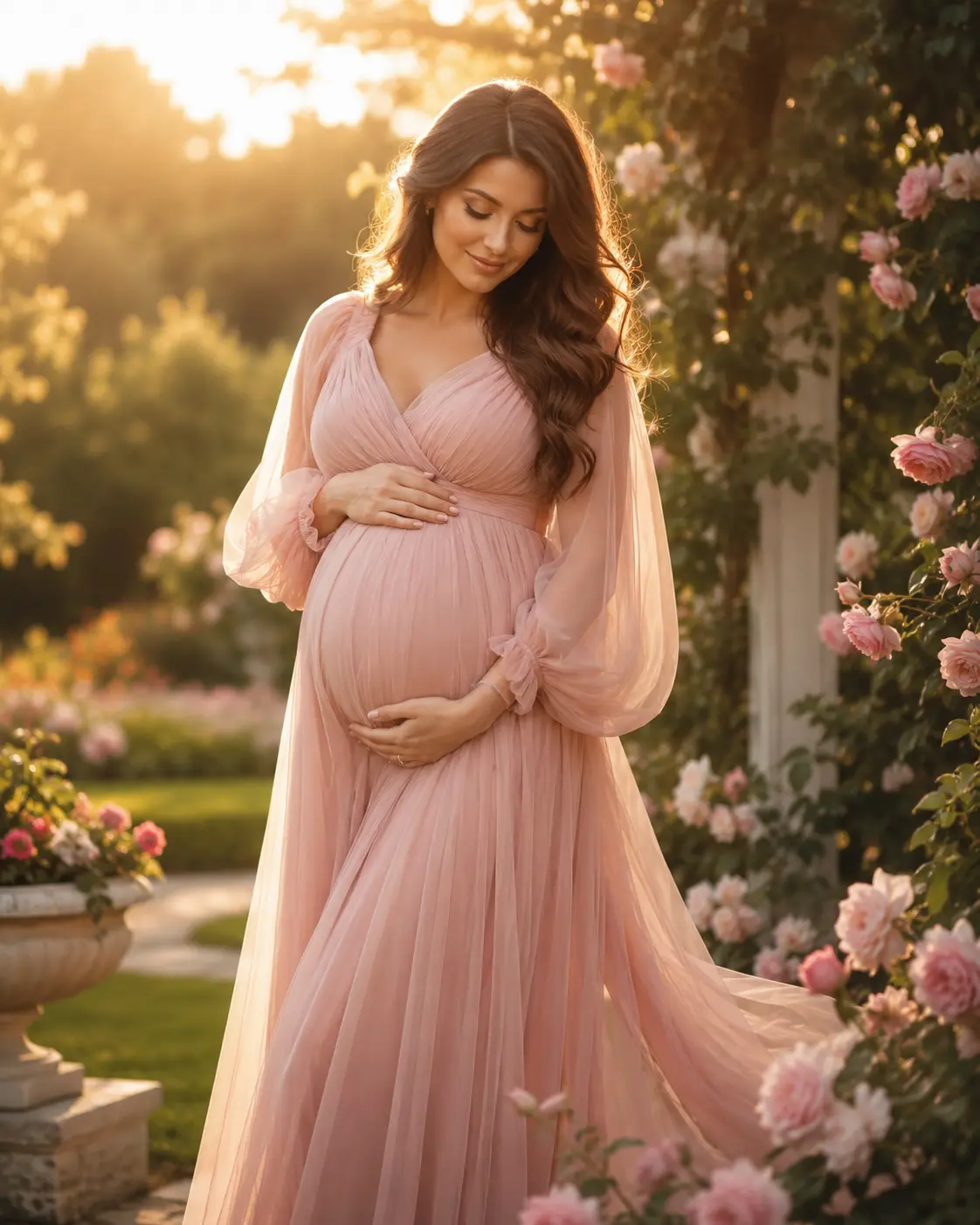 Flowing Blush Maternity Dress