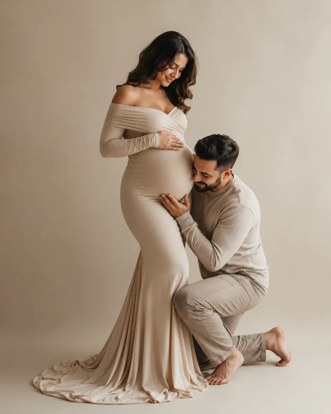 Partner Kneeling Beside the Bump