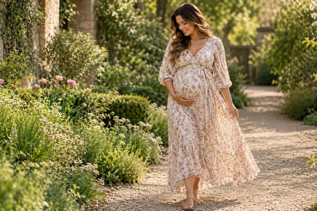 Floral Wrap Maternity Dress
