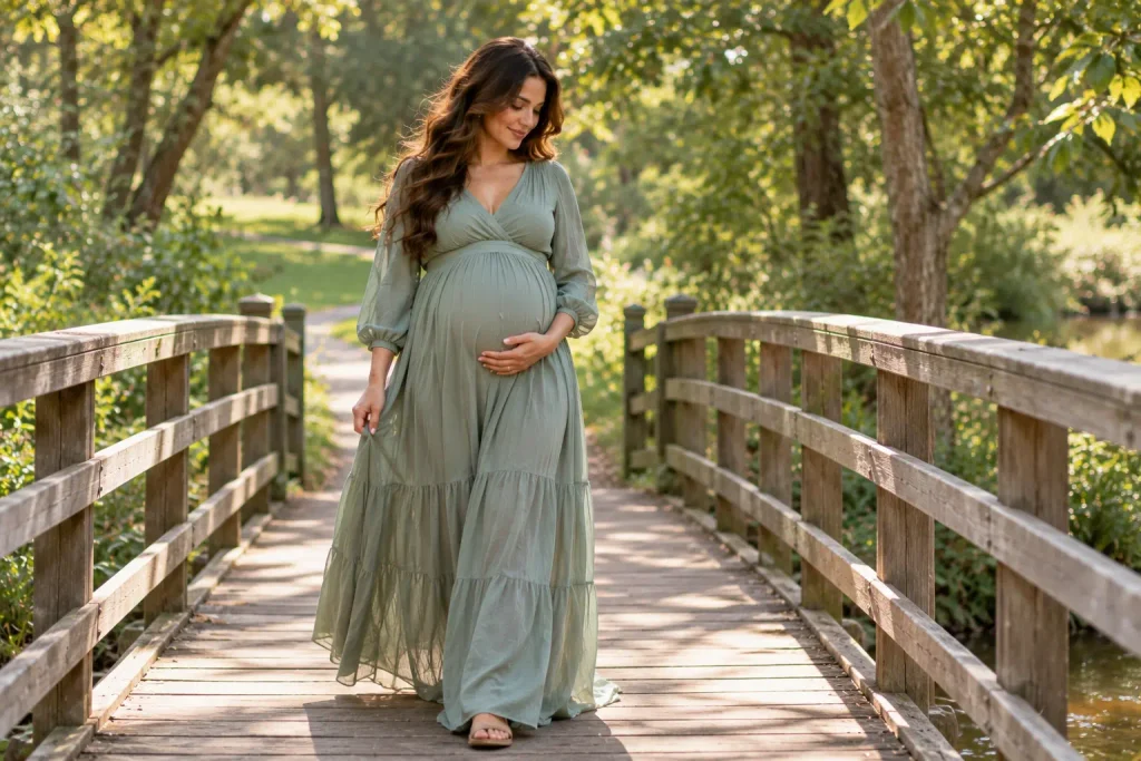 Maternity Photos on a Wooden Bridge